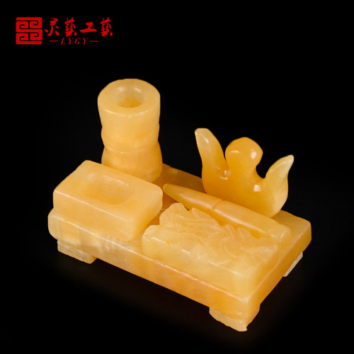 新品天然玉d石随葬陪葬丧葬下葬用品文房四宝骨灰盒前摆件殡葬墓