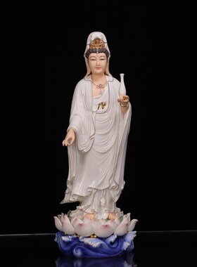 新品德化瓷南海站观音菩萨阿弥陀佛大势至西方P三圣中式人物祝福