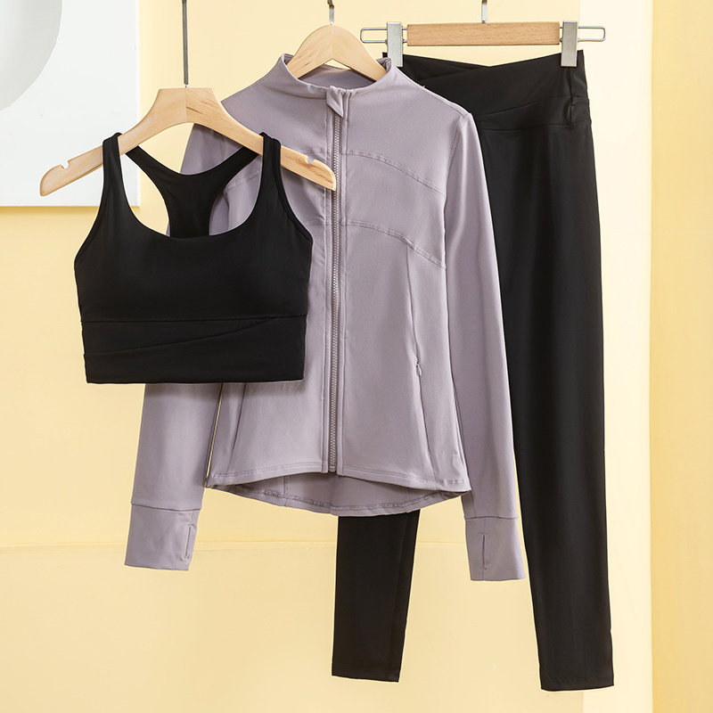 新品春季户外晨跑网红瑜伽服女修身D显瘦专业速干运动套装女跑步