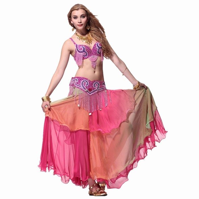 新品.肚皮舞蹈成人舞台表演服套v装(文胸/腰封/裙/首饰) 多件套80