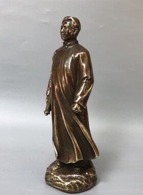 新品仿古铜器毛主席去安源摆件青年毛主席铜像摆R饰毛泽东全身像