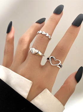 极速Korean Punk Love Heart Ring SeFt For Women Personality