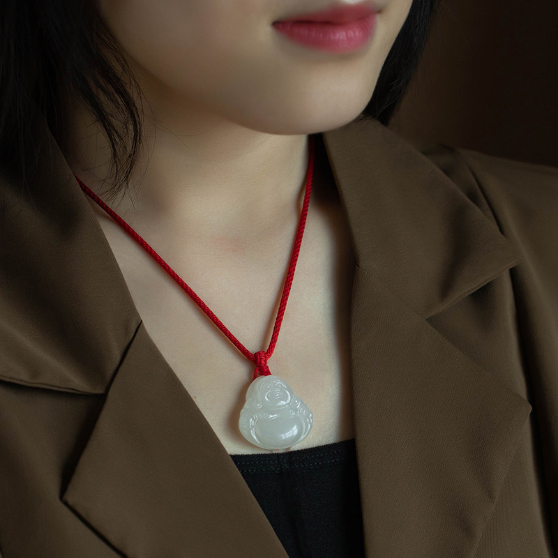 新品手工编织项i链红绳本命年简约款玉吊坠挂绳挂脖翡翠玉佩玉佛