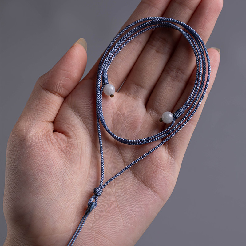 新品花素手编红绳吊坠挂绳翡翠玉佛细绳子项链绳锁V骨链可调节男