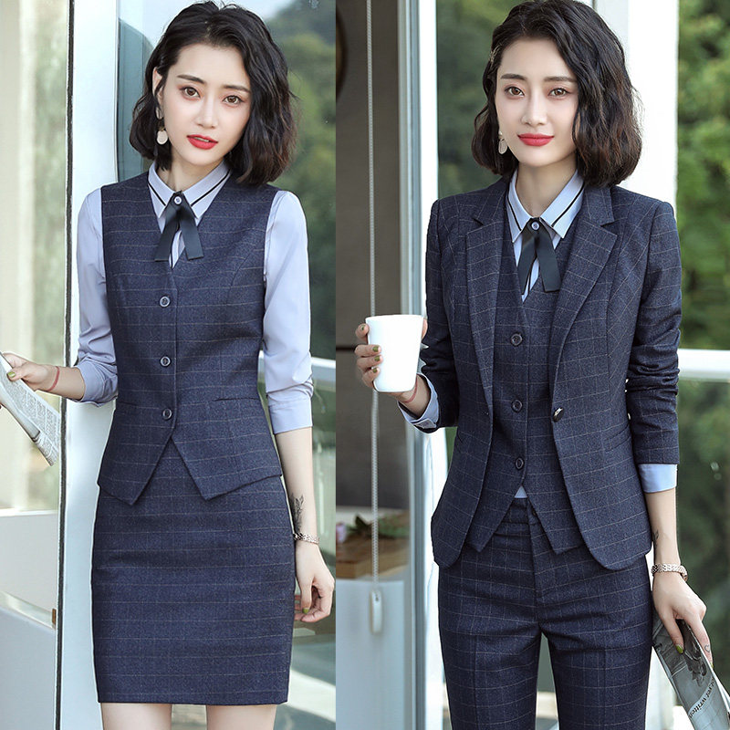 极速职业装女士格子西服正装女大学生小H西装英伦风气质OL女总裁