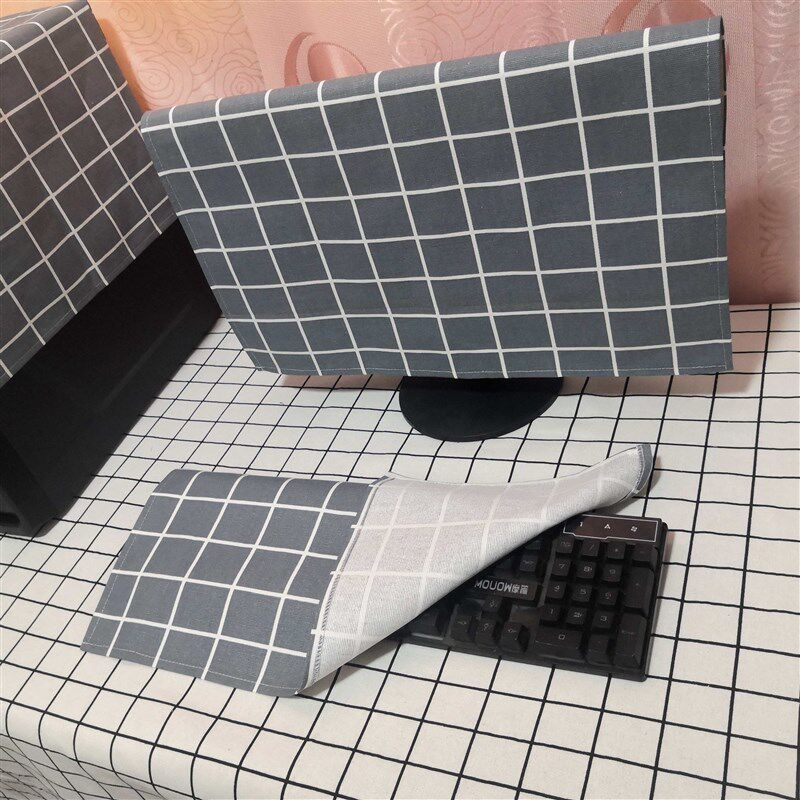 极速电脑防尘罩台式显示器主机箱全包保护套可P爱家用田园格子键