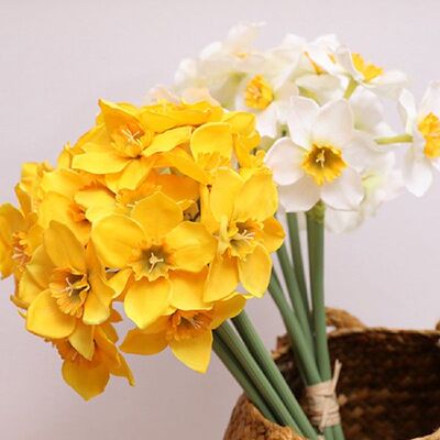 极速6PcscBouquet Artificial Flower Daffodil Silk Flowers For