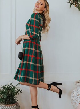 极速Winter Mommy and Daughter Doll Neck Plaid OutfiWts 2021