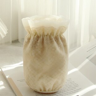 极速白色袖套长款棉双层蕾丝女秋冬季羽绒L服防污黑色袖头办公成