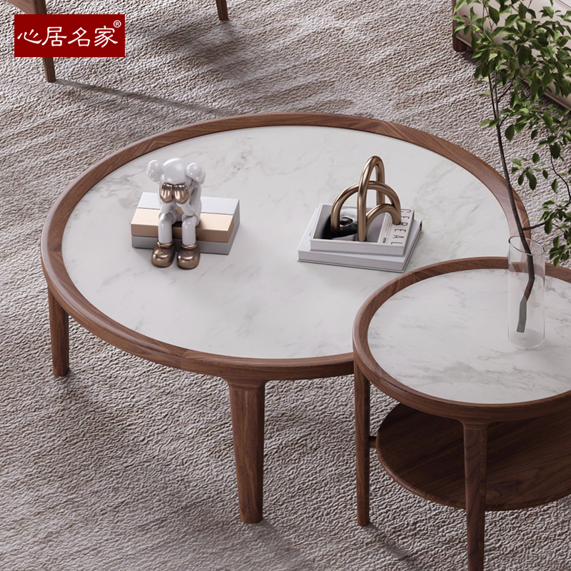进口楠木木实木圆茶几小户型