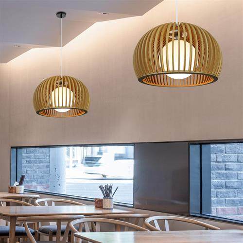 现代中式餐厅客厅实木吊灯创意鸟笼面店木艺吊灯单头木质日式灯具,家装灯饰光源,客厅吊灯,淘宝优惠券,粉丝福利购,淘宝优惠卷