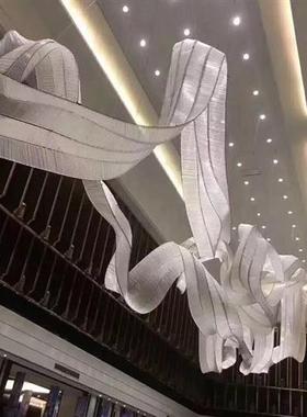 酒店售楼部会所非标工程灯飘带造型艺术灯吊灯玻璃水晶