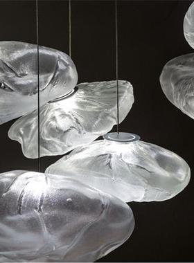 纤维水晶吊灯轻奢装饰酒店工程设计师样板房别墅餐厅北欧云朵吊灯