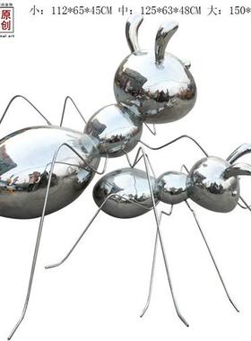 创意不锈钢蚂蚁雕塑镜面蚂蚁雕塑广场商业街小品园林景观雕塑摆件