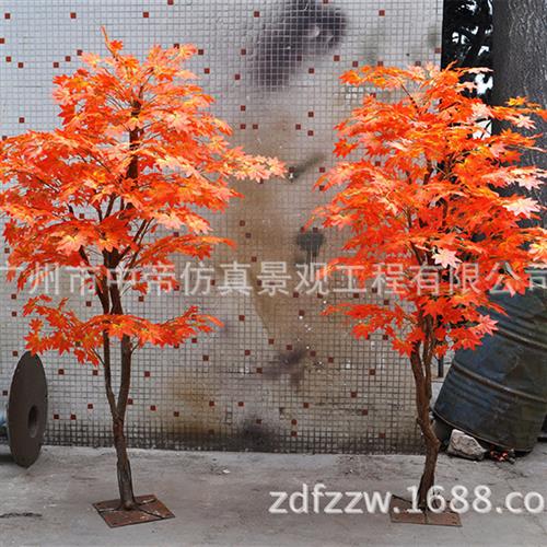特色仿真红枫树优美造型装饰假树人造仿真假绿植盆景盆栽厂家