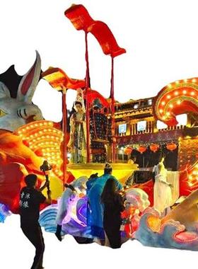 供应大型巡游花车玻璃钢彩船发光户外载人表演节日庆典夜游