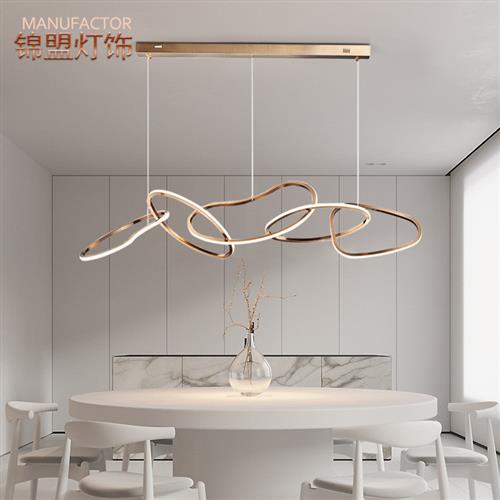现代餐厅吊灯北欧简约商场吧台创意设计师服装店不锈钢环形灯轻奢