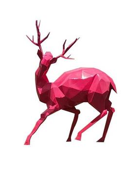 户外仿真玻璃钢彩色几何彩绘小鹿造型户外园林公园景观装饰品摆件