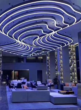 订制异型铝材线条灯大堂售楼部沙盘工程灯梯田方框组合灯