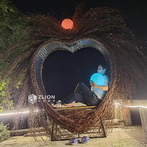 户外花园鸟巢拍照打卡秋千落地式网红鸟巢庭院酒店秋千椅室外吊篮