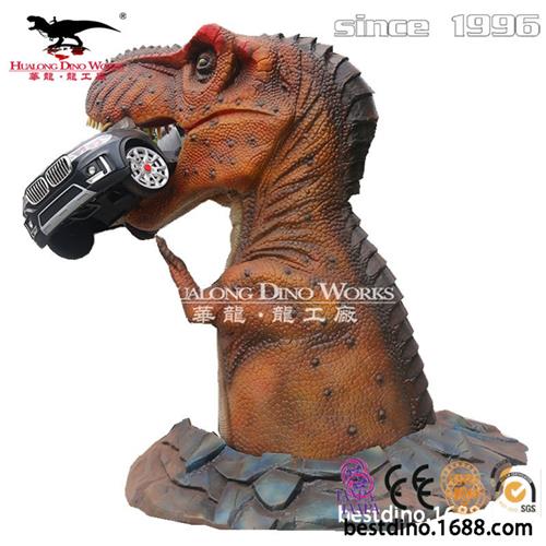 仿真霸王龙咬车场景电动恐龙模型年仿真恐龙制作工厂