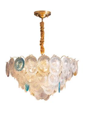 吊灯新款现代彩色水晶吊灯现代主卧室灯欧式餐厅少女梦幻灯具