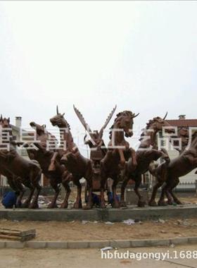 阿波罗战车城市动物户外金属雕塑铸铜奔腾马拉车马踏飞燕唐马立马