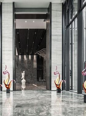 家居入户玄关摆件样板房桌面软装饰品客厅电视柜两侧透明树脂雕塑