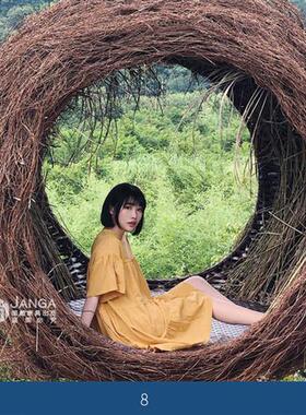 巴厘岛网红鸟巢吊篮户外秋千创意藤编圆形床水滴景区抖音民宿摇床