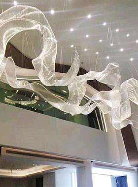 水晶吊灯飘带制作大造型非标工程灯制造酒店大堂售楼部沙盘异形灯