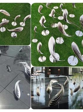 不锈钢小鱼雕塑定制摆件售楼处户外园林简约水池庭院水景镜面工艺