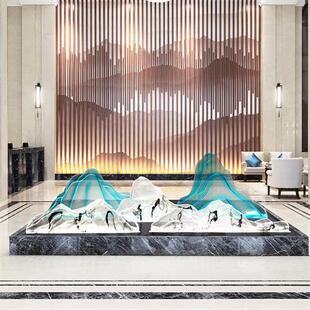 室内树脂假山摆件组合造景客厅桌面装置饰品透明景观酒店落地雕塑