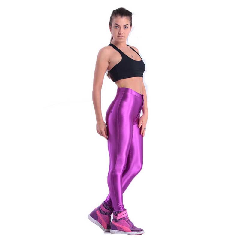 极速New Solid Fluorescent Leggings FWomen Casual Plus Size M