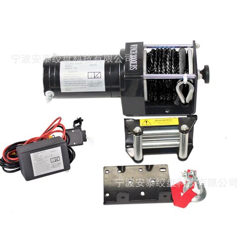 极速厂家低价促销12v/24v3y000磅尼龙绳电动绞盘 沙滩车绞盘 安泰