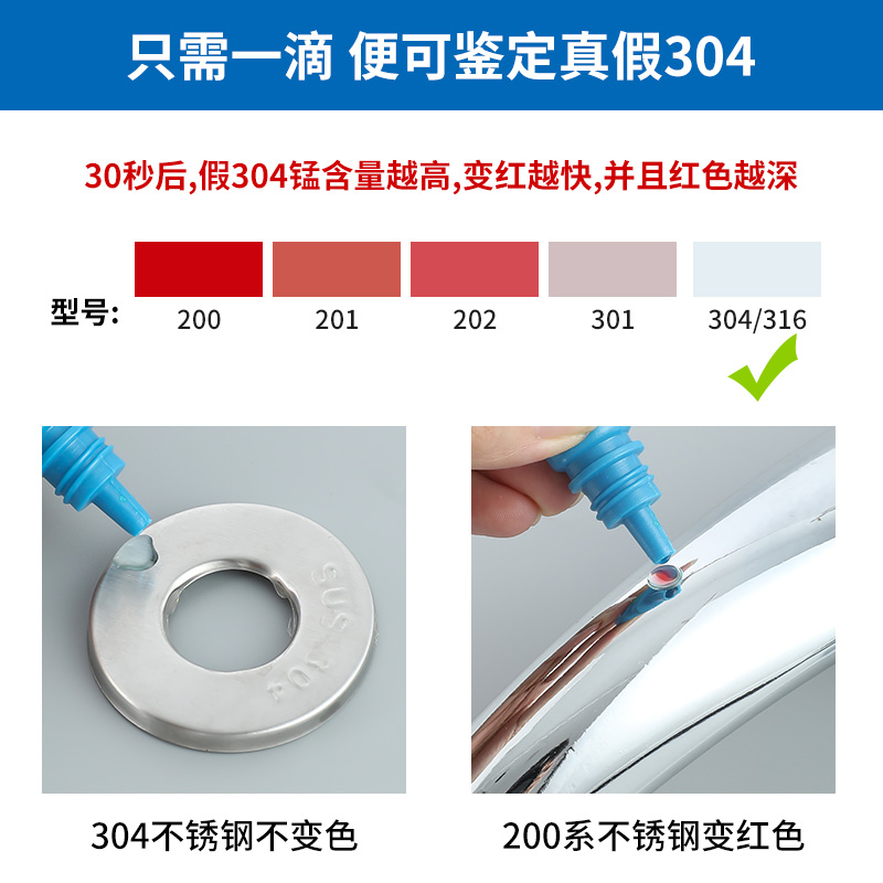 极速不锈钢检测液304药水测试x液试剂锰含量鉴别液316鉴定液材质