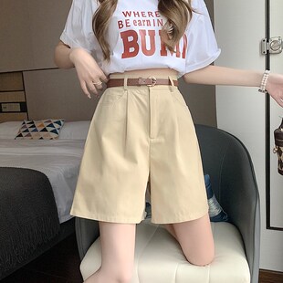 女夏薄款 短裤 高腰显瘦直筒宽松百搭a字X休闲阔腿五分 白色西装 新品