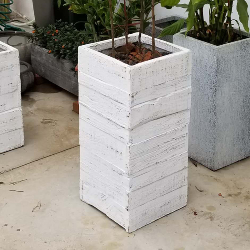 极速高筒正四方形仿木纹水u泥花盆落地组合花箱阳台绿植盆景盆户