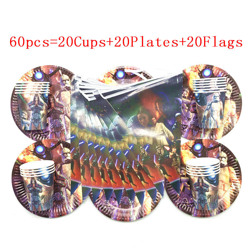 极速60pcs/30pcs Star Wars Theme 20 people Tableware SYet Hap