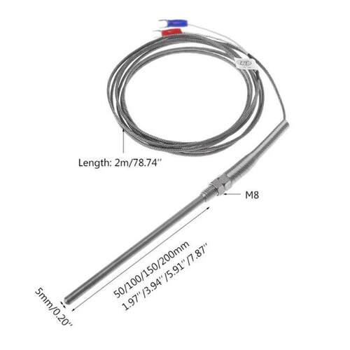 极速K atype Thermocouple 2m Cable Wire Length M8 Thread Temp