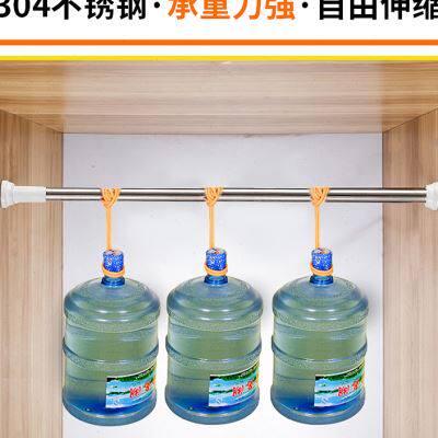 极速伸缩晾d衣杆衣橱衣架杆304不锈钢衣杆免打孔衣柜挂衣杆单横杆