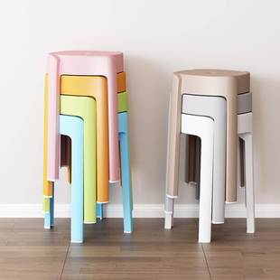 极速特厚塑料凳子家用现代简约餐桌备G用板凳简易胶凳风车圆椅子