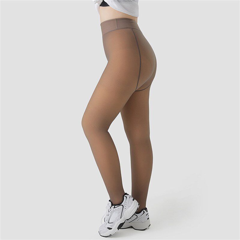 极速Winter Fake Translucent Leggings Women High SWaist Slim