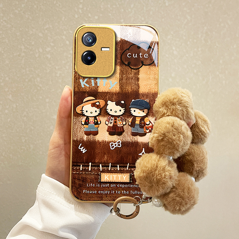 适用vivo系列毛绒猫咪手机壳