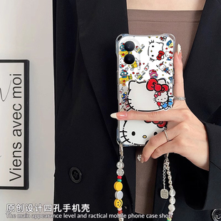 适用于OPPOk12S手机壳新款k11X颜值女K10Pro四角挂绳k9S时尚网红可爱蝴蝶结猫咪K10活力版镜头全包防摔保护套