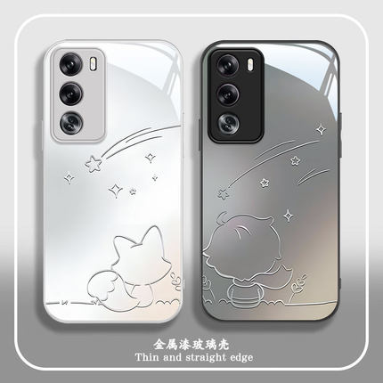 适用OPPOreno13Pro手机壳新款12防摔11简约reno10Pro+狐狸小王子9女8可爱7se时尚情侣6玻璃reno5k高级4全包3