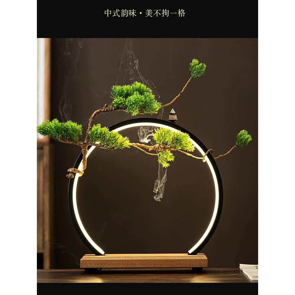 新中式灯圈摆件白酒展示架发光led底座酒庄高档红酒佛像装饰摆放