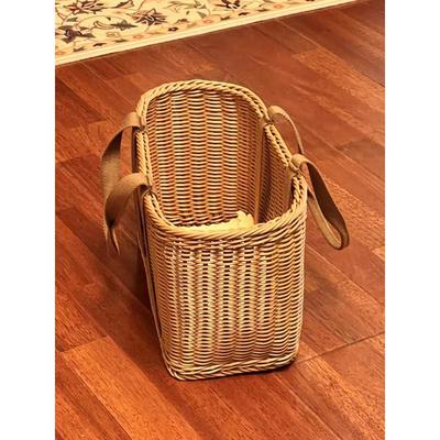 买菜装菜篮子手提篮收纳筐摘菜编织藤编厨房购物篮老式塑编农村