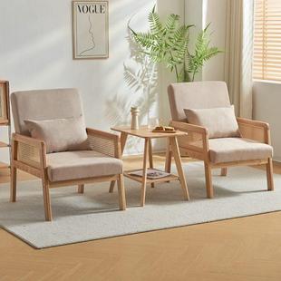 书懒人客厅实木休闲椅单人沙发三件套民宿阳台椅茶桌椅洽谈休息看