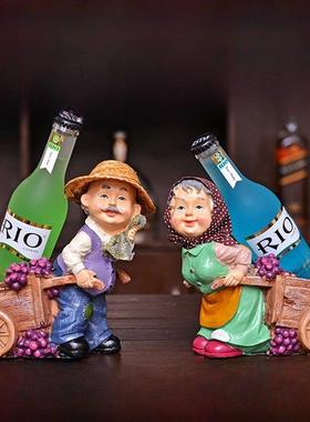 创意厨师树脂酒架工艺品西餐厅家居装饰装饰品厨房酒柜橱窗展示