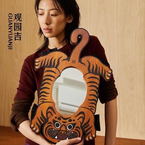 观园吉装饰镜新中式覆古化妆台镜子挂墙桌面镜化妆镜卧室中古玄关